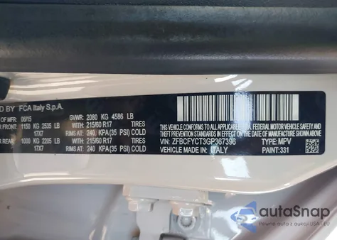 2016 Fiat 500X Trekking из США, поврежденный, VIN ZFBCFYCT3GP367396